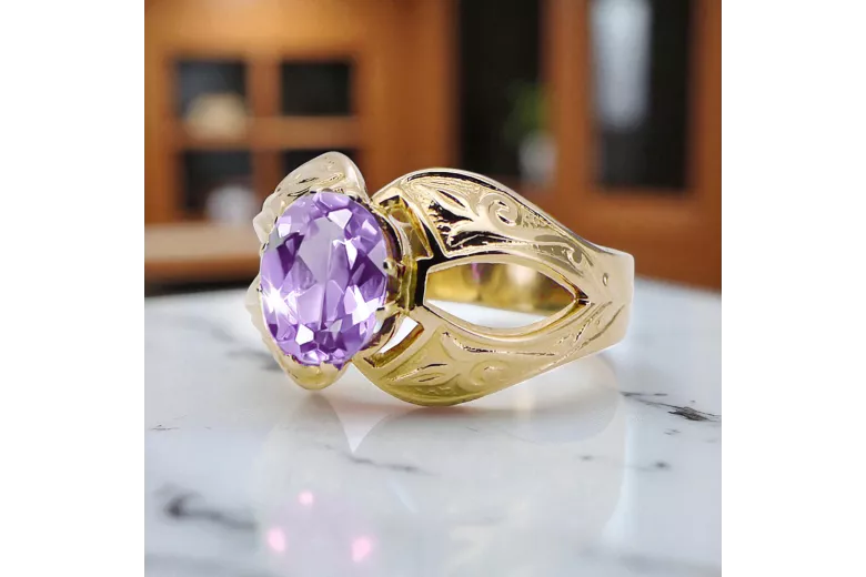 Žiedas Vintažiniai papuošalai Alksandritas 14k geltono aukso vrc135y